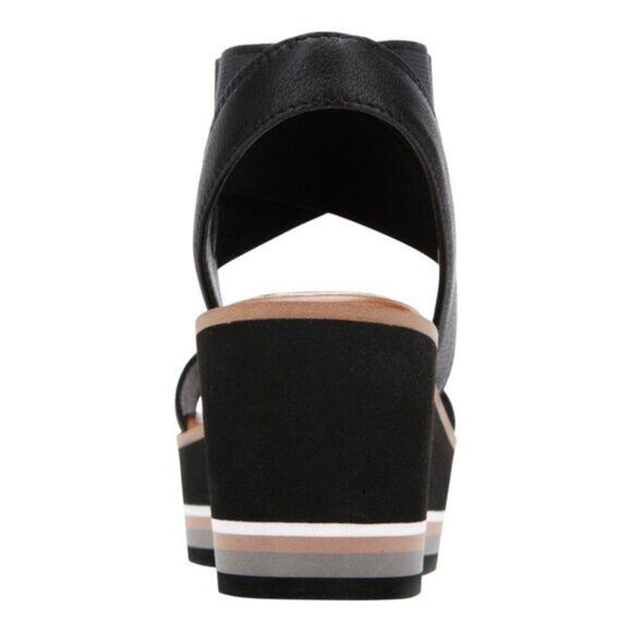 KENNETH COLE NEW YORK Womens Black Tri-Stripe 1-1/2 Platform Stretch Ankle Strap - Picture 3 of 3